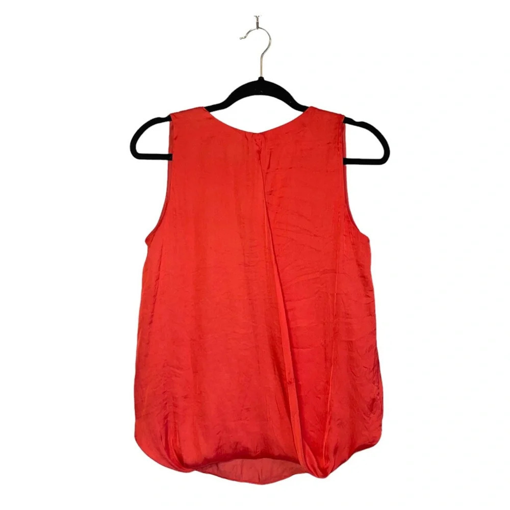 Zara Basic Red Orange Open Wrap Back V-Neck Satin… - image 5